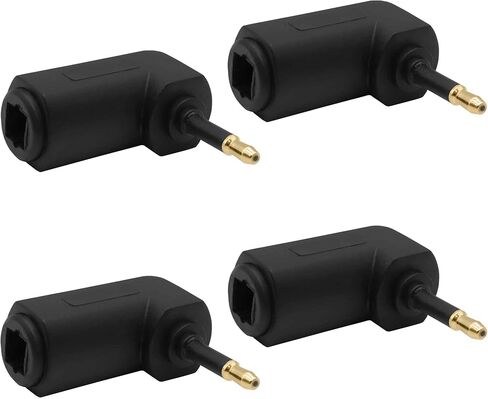 محول Toslink صغير من الألياف الضوئية الرقمية أنثى إلى 90 درجة 3.5 مم جاك Mini Toslink الزاوية اليمنى ذكر محول كابل الصوت للتلفزيون شريط الصوت والمسرح المنزلي - 4 قطع in Saudi Arabia