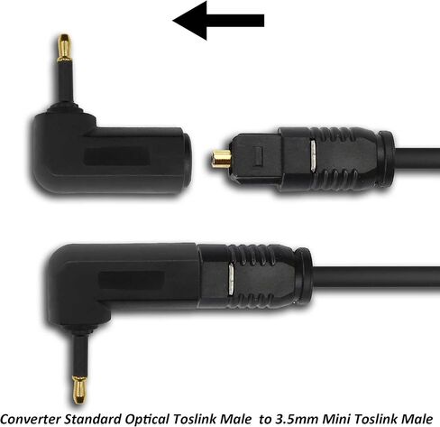 محول Toslink صغير من الألياف الضوئية الرقمية أنثى إلى 90 درجة 3.5 مم جاك Mini Toslink الزاوية اليمنى ذكر محول كابل الصوت للتلفزيون شريط الصوت والمسرح المنزلي - 4 قطع in Saudi Arabia