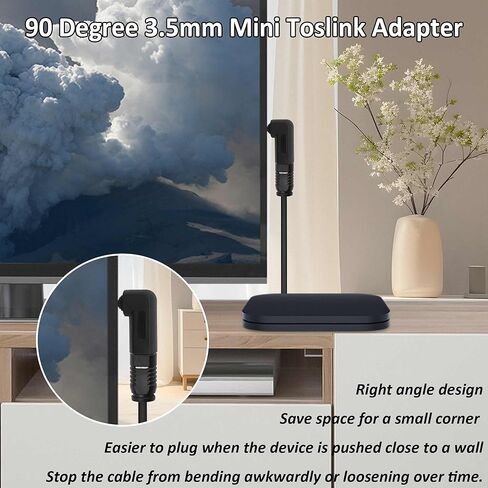 محول Toslink صغير من الألياف الضوئية الرقمية أنثى إلى 90 درجة 3.5 مم جاك Mini Toslink الزاوية اليمنى ذكر محول كابل الصوت للتلفزيون شريط الصوت والمسرح المنزلي - 4 قطع in Saudi Arabia