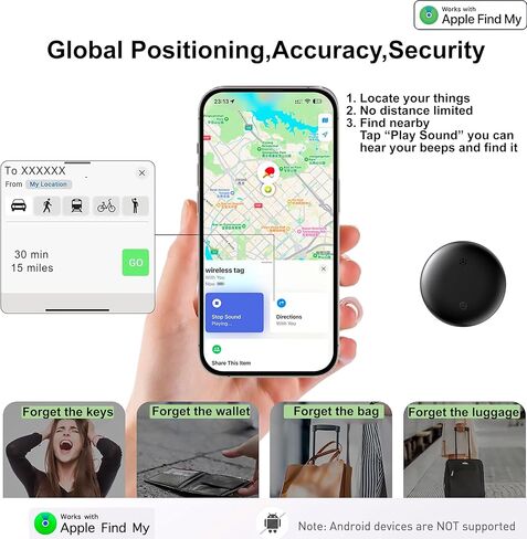 علامات تعقب الهواء، علامات هوائية تعمل بالبلوتوث، متعقب ذكي، علامة GPS Navigator، Finder يعمل مع تطبيق Apple Find My (iOS فقط)، محدد موقع المفاتيح، الأمتعة، حقيبة الظهر، الحيوانات الأليفة على الظهر. (أبيض 2 عبوة) in Saudi Arabia