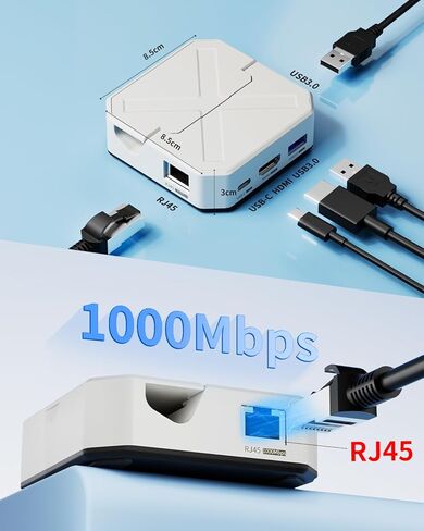 Portable Switch 1 TV Dock Docking Station for Nintendo Switch 1, with 1000Mbps RJ45/4K&60HZ HDTV/USB 3.0/100W Charge PD Port, Silver in Saudi Arabia