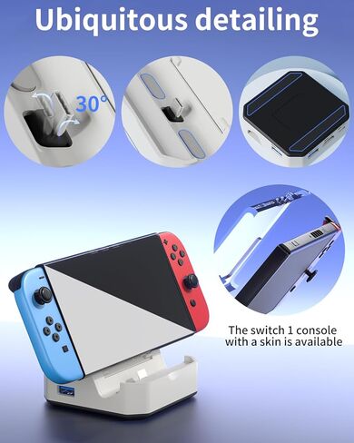 Portable Switch 1 TV Dock Docking Station for Nintendo Switch 1, with 1000Mbps RJ45/4K&60HZ HDTV/USB 3.0/100W Charge PD Port, Silver in Saudi Arabia
