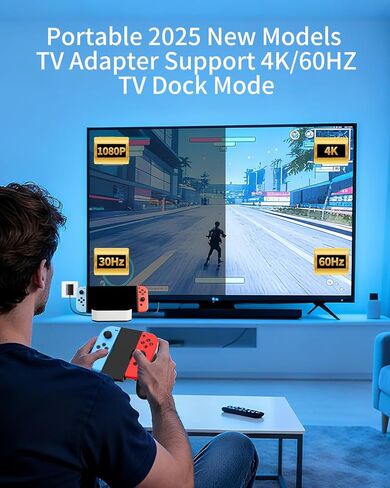 Portable Switch 1 TV Dock Docking Station for Nintendo Switch 1, with 1000Mbps RJ45/4K&60HZ HDTV/USB 3.0/100W Charge PD Port, Silver in Saudi Arabia