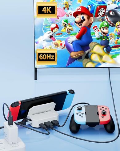 Portable Switch 1 TV Dock Docking Station for Nintendo Switch 1, with 1000Mbps RJ45/4K&60HZ HDTV/USB 3.0/100W Charge PD Port, Silver in Saudi Arabia