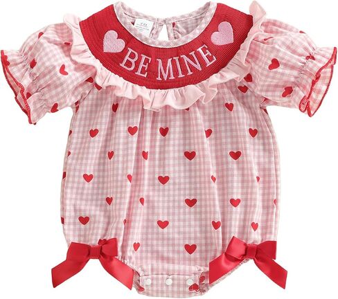 Baby Girl Easter Outfit Bunny Cross Embroidery Bubble Romper Short Sleeve Easter Onesie Cute Smocked Clothes in Kuwait