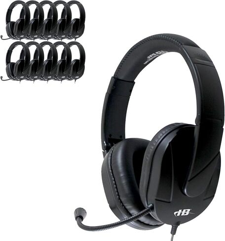 HamiltonBuhl MACH‑2 Deluxe USB Headset 40‑Pack – Noise‑Canceling Boom Microphone, Leatherette Ear Cushions, Chew‑Resistant Dura‑Cord, In‑Line Volume Control, USB‑A Plug for Classroom Use in Saudi Arabia