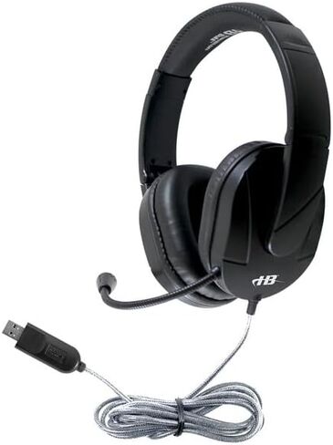HamiltonBuhl MACH‑2 Deluxe USB Headset 40‑Pack – Noise‑Canceling Boom Microphone, Leatherette Ear Cushions, Chew‑Resistant Dura‑Cord, In‑Line Volume Control, USB‑A Plug for Classroom Use in Saudi Arabia