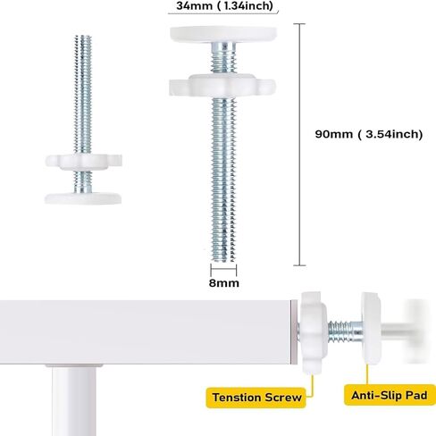 8 Pack Universal Baby Gate Replacement Bolts - Extra Long Wall Mounting Screws and Rods Adapter，White(M8, 8mm) in Kuwait