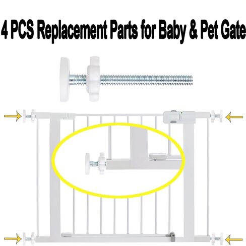 8 Pack Universal Baby Gate Replacement Bolts - Extra Long Wall Mounting Screws and Rods Adapter，White(M8, 8mm) in Kuwait