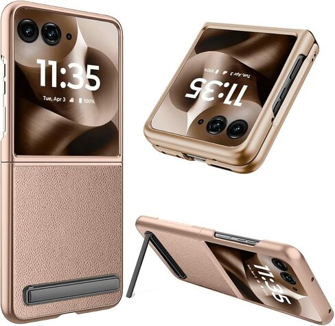 NINKI for Motorola Razr 2025 Case with Kickstand & Screen Protector,PU Leather Lightweight Protective Hard Razr60 Cell Phone Cover for Motorola Moto Razr 60/50 Case 2025 & 2024 with Stand – Gold in Saudi Arabia