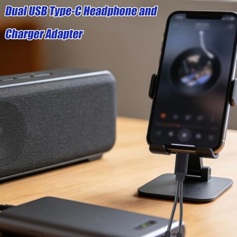 موزع USB C 2 في 1، محول سماعة رأس وشاحن مزدوج من النوع C مع شحن سريع PD 60 وات لأجهزة iPhone 16 15 Pro Max وSamsung Galaxy S25 S24 Ultra وiPad وMacBook والمزيد من أجهزة USB-C in Kuwait