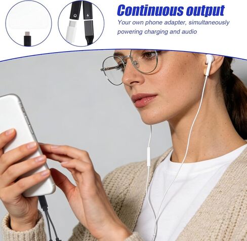 موزع USB C 2 في 1، محول سماعة رأس وشاحن مزدوج من النوع C مع شحن سريع PD 60 وات لأجهزة iPhone 16 15 Pro Max وSamsung Galaxy S25 S24 Ultra وiPad وMacBook والمزيد من أجهزة USB-C in Kuwait