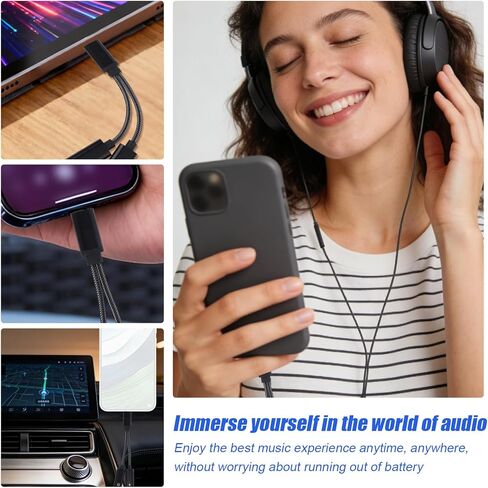 موزع USB C 2 في 1، محول سماعة رأس وشاحن مزدوج من النوع C مع شحن سريع PD 60 وات لأجهزة iPhone 16 15 Pro Max وSamsung Galaxy S25 S24 Ultra وiPad وMacBook والمزيد من أجهزة USB-C in Kuwait