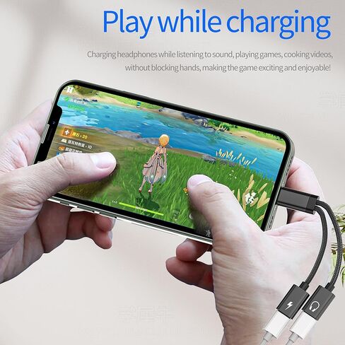 for iPhone Adapter for Headphone Jack for Apple Splitter Audio (2in1) Dual Lightning Charger AUX Cable Dongle Connector Charging for iPad Charge Double Lighting to Phone Earphone Music Adaptor in Saudi Arabia