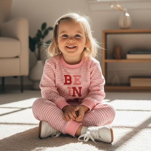 Nyapruwe Toddler Baby Girl Valentines Day Outfits Heart Long Sleeve Sweatshirts Tops Pants Sets Infant Winter Clothes in Saudi Arabia