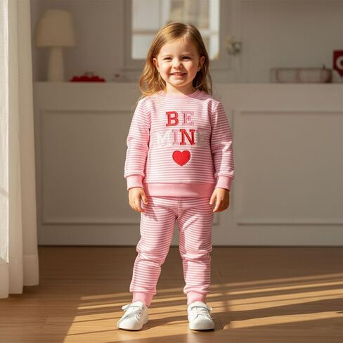 Nyapruwe Toddler Baby Girl Valentines Day Outfits Heart Long Sleeve Sweatshirts Tops Pants Sets Infant Winter Clothes in Saudi Arabia