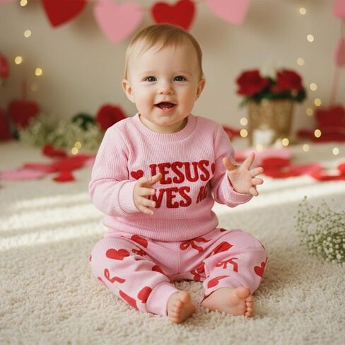 DuAnyozu Little Girl Valentines Day Outfit Fries Before Guys Sweatshirt Long Sleeve Pullover Pants Cute Valentines Clothes in Saudi Arabia