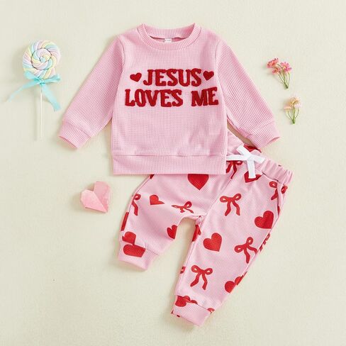 DuAnyozu Little Girl Valentines Day Outfit Fries Before Guys Sweatshirt Long Sleeve Pullover Pants Cute Valentines Clothes in Saudi Arabia
