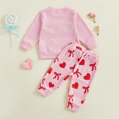 DuAnyozu Little Girl Valentines Day Outfit Fries Before Guys Sweatshirt Long Sleeve Pullover Pants Cute Valentines Clothes in Saudi Arabia