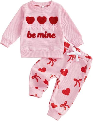 DuAnyozu Little Girl Valentines Day Outfit Fries Before Guys Sweatshirt Long Sleeve Pullover Pants Cute Valentines Clothes in Saudi Arabia