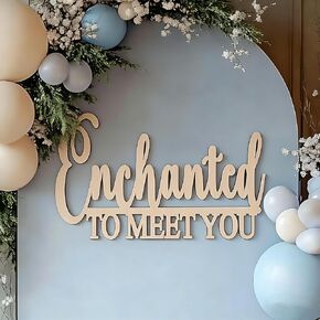 مسحور لمقابلتك لافتة للخلفية، لافتة خشبية لحفلة استحمام الطفل للترحيب بالطفل، استحمام الطفل تكشف عن الجنس لوازم زينة الحفلات للأولاد والبنات in Kuwait