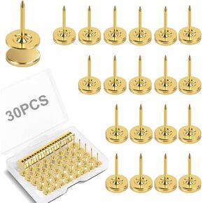 60 Pcs Magnetic Push Pins, Gold Flat Thumb Tacks for Wall Bulletin Board, No Hole Poster Hanger for Cork Whiteboard Photo in Kuwait