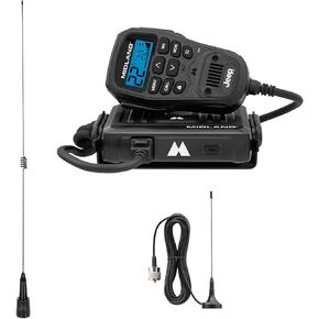 Midland MXT275 MicroMobile Two-Way GMRS Radio & MXTA26 6dB Gain Whip Antenna – Long-Range Vehicle Communication with NOAA Weather Alerts, External Antenna for Maximum Performance in Saudi Arabia