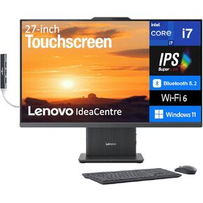 شاشة Lenovo IdeaCentre عالية الأداء الكل في واحد مقاس 27 بوصة تعمل باللمس IPS FHD (Intel i7-13620H، 32GB DDR5، 2TB PCIe SSD، Intel UHD، WiFi 6، كاميرا ويب، بلوتوث 5.2، Win 11 Pro) مع موسع منفذ USB DKZ in Kuwait
