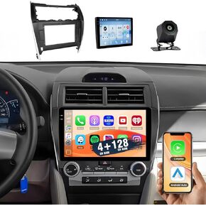 [4+128G] ستيريو سيارة Hikity Android لسيارة Toyota Camry 2012 2013 2014، 10.1 بوصة شاشة تعمل باللمس Incell راديو CarPlay/Android Auto، بلوتوث، ملاحة GPS، WiFi، FM/RDS + كاميرا احتياطية AHD in Kuwait