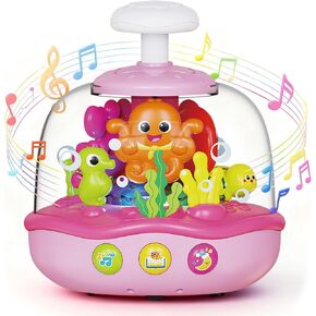 MoraBaby Baby Girl Toys 6-12-18 Months, Press & Spin Ocean Musical Light Up Toy | Bilingual Learning Educational Cause and Effect Toy for 1 Year Old Boy & Girl, Birthday Gifts for 1-3 Year Old in Saudi Arabia