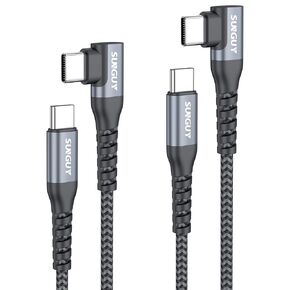 كابل USB C إلى USB C بزاوية يمنى 3FT [2 حزمة] 60 وات كابل USBC للشحن السريع بيانات من النوع C، سلك شاحن منفذ 90 درجة C Android Auto Carplay لسلسلة i-Phone 17/16/15، i-Pad، MacBook، Samsung in Saudi Arabia