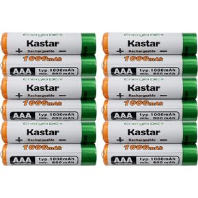 Kastar AAA 12-Pack Ni-MH 1000mAh Super High-Capacity Rechargeable Battery Replacement for Panasonic HHR-4DPA HHR-55AAABU HHR-65AAABU, HHR-75AAA/BU, BK40AAABU, Garden Light, Path Light, Remotes in Kuwait