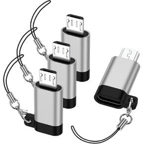 محول Micro USB إلى USB C، 4 حزم من النوع C أنثى إلى محول Micro USB ذكر يدعم الشحن ومزامنة البيانات لهواتف Samsung Galaxy S7/S7+/S7 Edge/S6/S6 Edge/J3/J7/Note 6/5، LG G4، Nexus 4/5/6 in Kuwait