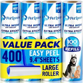PetLovers Extra Sticky Lint Roller Bulk Value Set 1,000 Sheets 3 Rollers 7 Refills for Pet Hair Removal, Dog and Cat Lint Remover in Kuwait
