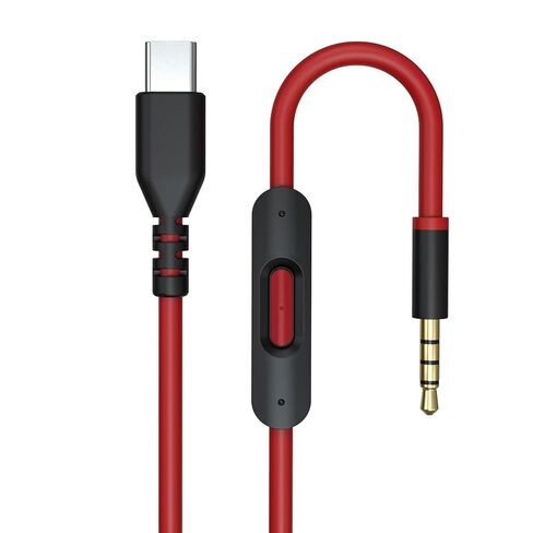كابل صوت USB C Solo 4، سلك صوت بديل Solo 3 مع تحكم ميكروفون مدمج متوافق مع سماعات Beats Studio Solo Pro Detox Mixr Executive Pill لأجهزة iPhone 17/16 USB-C (أسود وأحمر) in Kuwait