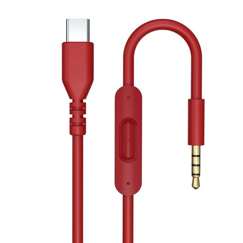 كابل صوت USB C Solo 4، سلك صوت بديل Solo 3 مع تحكم ميكروفون مدمج متوافق مع سماعات Beats Studio Solo Pro Detox Mixr Executive Pill لأجهزة iPhone 17/16 USB-C (أسود وأحمر) in Kuwait