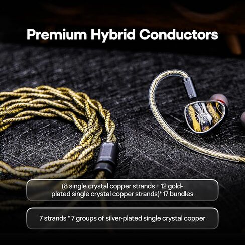 كابل Linsoul Tripowin Cygnus Hybrid Single Crystal Copper IEM، Litz TYPE5 وAWG 17 سلك سماعة الأذن، سلك بديل HiFi لشاشة الأذن وسماعات الأذن السلكية (2Pin) in Saudi Arabia