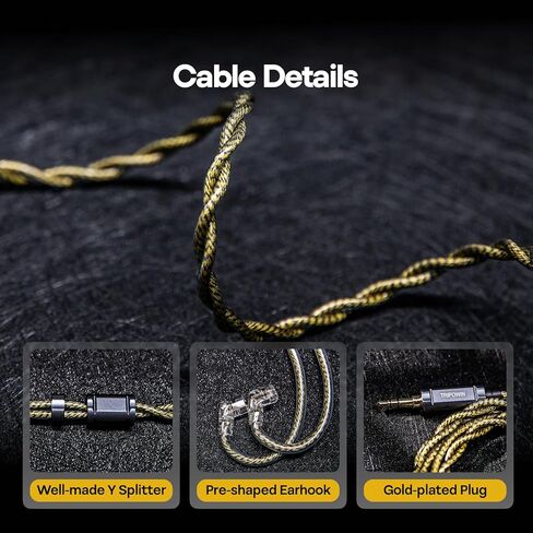 كابل Linsoul Tripowin Cygnus Hybrid Single Crystal Copper IEM، Litz TYPE5 وAWG 17 سلك سماعة الأذن، سلك بديل HiFi لشاشة الأذن وسماعات الأذن السلكية (2Pin) in Saudi Arabia