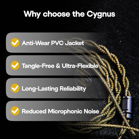 كابل Linsoul Tripowin Cygnus Hybrid Single Crystal Copper IEM، Litz TYPE5 وAWG 17 سلك سماعة الأذن، سلك بديل HiFi لشاشة الأذن وسماعات الأذن السلكية (2Pin) in Saudi Arabia