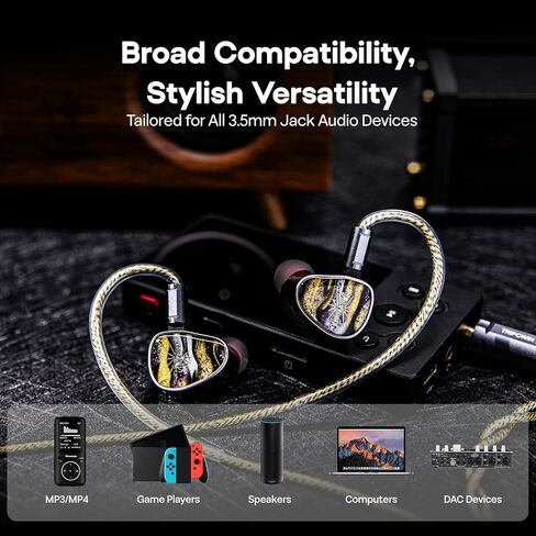 كابل Linsoul Tripowin Cygnus Hybrid Single Crystal Copper IEM، Litz TYPE5 وAWG 17 سلك سماعة الأذن، سلك بديل HiFi لشاشة الأذن وسماعات الأذن السلكية (2Pin) in Saudi Arabia