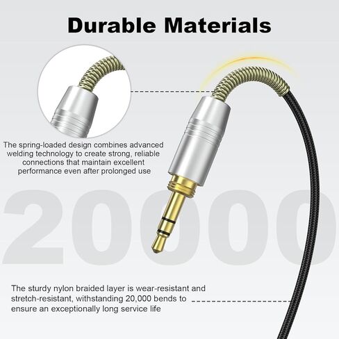 Zosvoses Momentum 4 Aux Cable Compatible with Sennheiser Momentum 4, Momentum 3, Momentum 2.0, HD1, HD 400S, HD 450BT, PXC 550, PXC 550-II, ACCENTUM Plus Headphones with 6.35mm Adapter, 6.6ft in Saudi Arabia