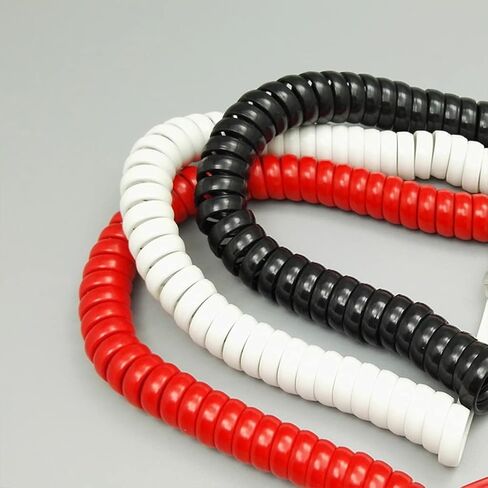 Four-core Telephone Handset Cable Cord Modular Coiled Telephone Handset Cord Black/Red White Curly 1.85m/pc in Saudi Arabia