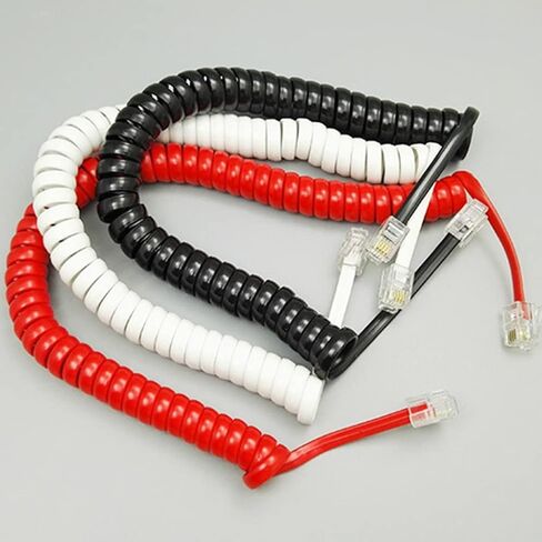 Four-core Telephone Handset Cable Cord Modular Coiled Telephone Handset Cord Black/Red White Curly 1.85m/pc in Saudi Arabia