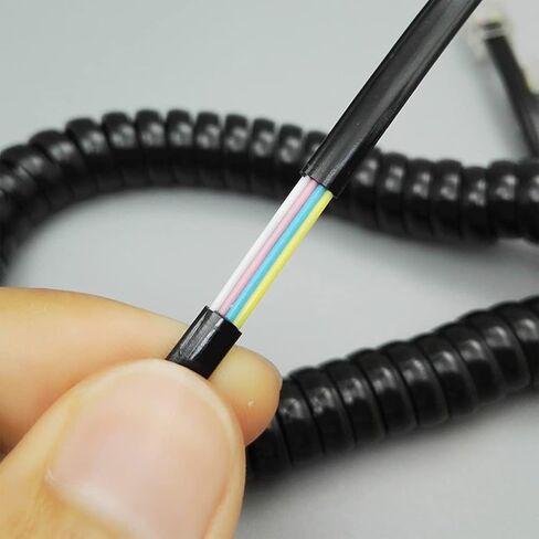 Four-core Telephone Handset Cable Cord Modular Coiled Telephone Handset Cord Black/Red White Curly 1.85m/pc in Saudi Arabia
