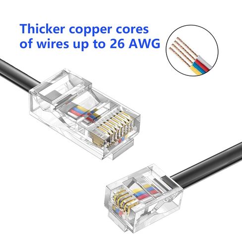 3Pack RJ45 to RJ11 Adapter Converter Cable 10ft RJ45 8P4C Male to RJ11 6P4C Male Black - 10Feet in Saudi Arabia