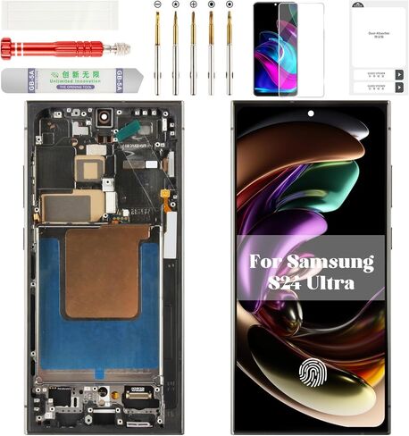 شاشة OLED لهاتف Samsung S24 Ultra لشاشة Samsung S24 Ultra LCD لهاتف Galaxy SM-S928B مجموعة لمس رقمية مع إطار SM-S928U SM-S928W SM-S928N SM-S928E أسود (مع وظيفة بصمة الإصبع) in Saudi Arabia