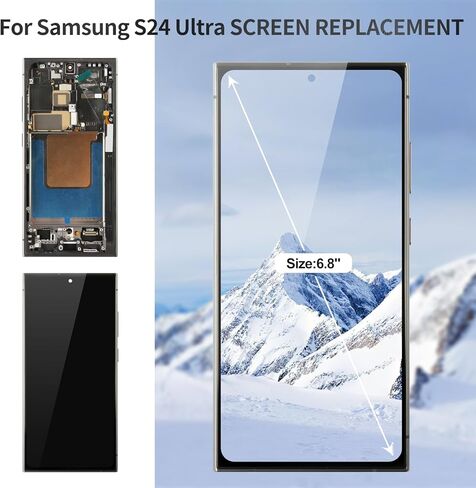 شاشة OLED لهاتف Samsung S24 Ultra لشاشة Samsung S24 Ultra LCD لهاتف Galaxy SM-S928B مجموعة لمس رقمية مع إطار SM-S928U SM-S928W SM-S928N SM-S928E أسود (مع وظيفة بصمة الإصبع) in Saudi Arabia