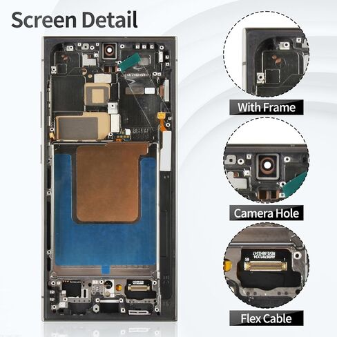 شاشة OLED لهاتف Samsung S24 Ultra لشاشة Samsung S24 Ultra LCD لهاتف Galaxy SM-S928B مجموعة لمس رقمية مع إطار SM-S928U SM-S928W SM-S928N SM-S928E أسود (مع وظيفة بصمة الإصبع) in Saudi Arabia