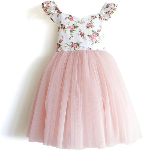 Toddler Girls Dress Summer Floral Tulle Tea Party Easter Birthday Tutu Sundress in Saudi Arabia