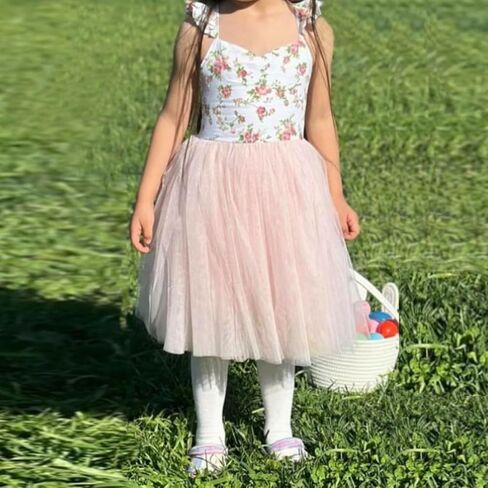 Toddler Girls Dress Summer Floral Tulle Tea Party Easter Birthday Tutu Sundress in Saudi Arabia